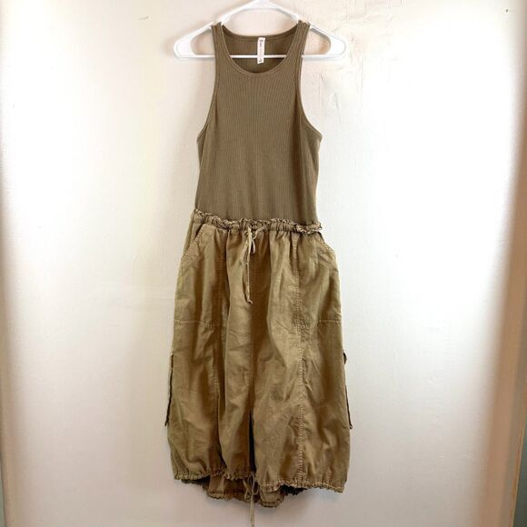 Anthropologie Dresses & Skirts - Daily Practice by Anthropologie Be Bold Racerback Twofer Midi Cinch Dress Tan M